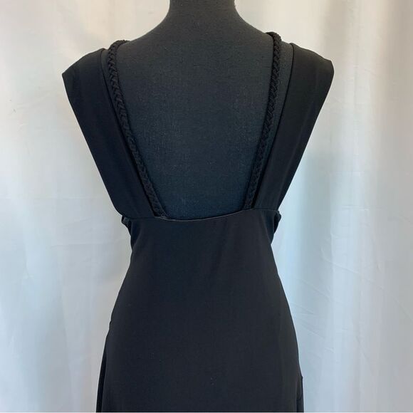 Black V-neck A-line flowy cocktail dress Sz M - Picture 6 of 14